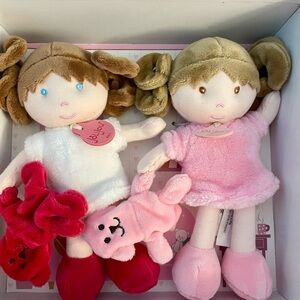 JoliJou Paris Two Pink Plush Doll Set - Pink and White